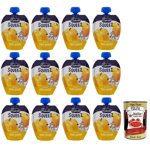 Melinda Passata Obst Melinda Passata di Mela Golden Squeez 100% Frucht,Goldenes Apfel Fruchtpüree,Obst zum Auspressen,90 g italienisch Original 8007049400145