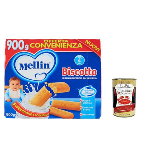 Mellin Kekse, Zwieback & Chips Mellin Biscotto Classico, 900g 3x Original italienisch inkl. Italian Gourmet Polpa 400g 8001040421499