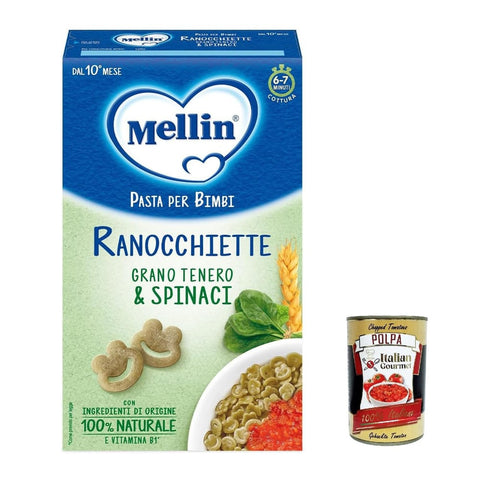 Mellin Ranocchiette Nudeln & Pasta Mellin Ranocchiette di Grano Tenero con Spinaci e Pasta di Semola di Grano Tenero e Vitamina B1 280 g 3x italienisch Original + kostenlos polpa 400 g 8017619401205