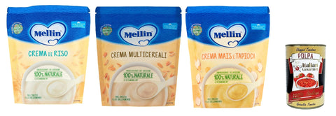 Mellin Snack Kuchen & Backwaren Mellin TestPaket Creme, Crema riso - Multicereali - Mais e tapioca , 3x 200g + italian Gourmet polpa 400g 3041091568977
