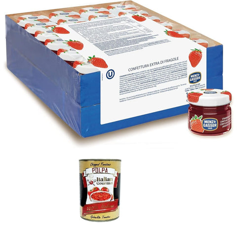 Menz & Gasser Koch- & Backzutaten Menz & Gasser Menz&Gasser Einzeldosis Erdbeer Extra Konfitüre in Premiumqualität mit hochwertigen Früchten 48 Gläser x 28g italienisch Original 0