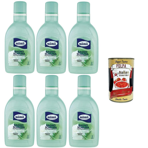 Mil Mil Schaumbäder Mil Milmil Bagno Schiuma Fragranza Muschio BiancoBadeschaum Duft nach weißem Moschus praktisches Convenience-Format dermatologisch getestet – 6x2000 ml 0