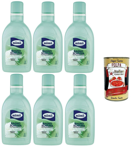 Mil Milmil Bagno Schiuma Fragranza Muschio BiancoBadeschaum Duft nach weißem Moschus praktisches Convenience-Format dermatologisch getestet – 6x2000 ml