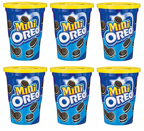 Milka Kekse 6x MINI OREO Biscotti al cacao ripieni di crema alla vaniglia Kekse Kakaokekse gefüllt mit Vanillecreme Cup Biscuits 115g 5000396020687