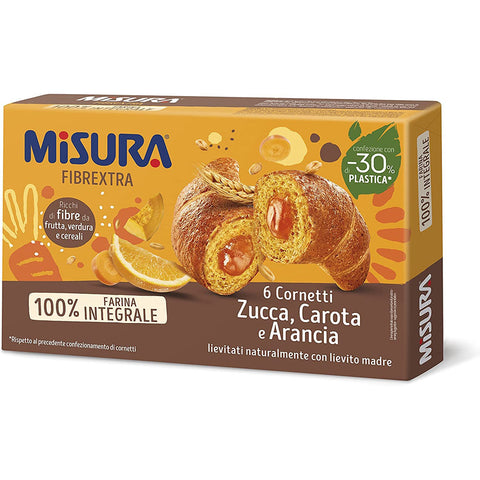 Misura Fibraextra Cornetti integrali Kuchen mit Kürbis Möhren Vollkorn 300 g Abgepackte Gebäckstücke italienisch Original
