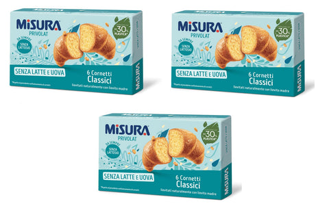 Misura Privolat Cornetti Classici Senza Latte e Uova Klassische Croissants ohne Milch und Ei 6x40g Original italienisch Gebäck