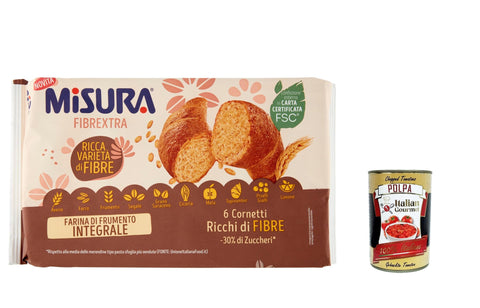 Misura Abgepackte Gebäckstücke 6x Misura Cornetti Integrali Classici Fibrextra Vollkorn Croissants mit Vollkornmehl 246g + Italian Gourmet polpa 400g 8002590076443