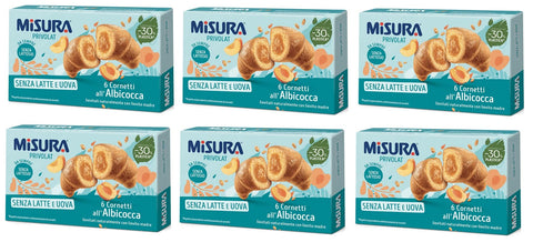 Misura Privolat Cornetti all'Albicocca Senza Latte e Uova Croissants mit Aprikosenfüllung ohne Milch und Ei 290g 6x Original italienisch