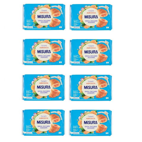 Misura Abgepackte Gebäckstücke 8x Misura Dolcesenza Cornetti all'Albicocca Extra Aprikosenfüllung – Extra Geschmack – Ohne Zuckerzusatz 8002590102043