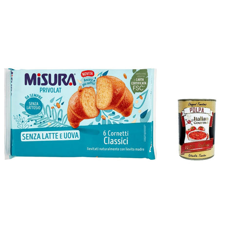 Misura Abgepackte Gebäckstücke Misura Cornetti Classici Privolat Klassische Croissants, ohne Milch und Eier, 240g 3x Original italienisch inkl. Italian Gourmet Polpa 400g 8002590076795