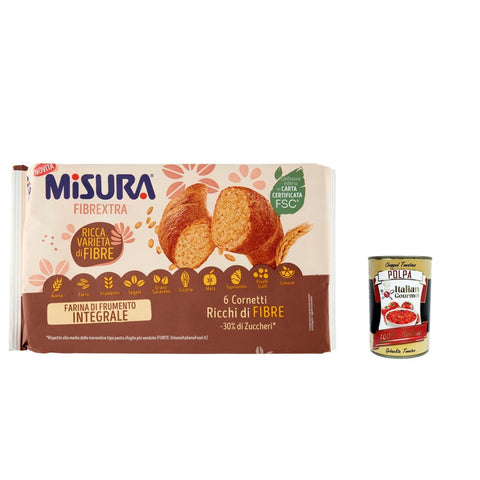 Misura Abgepackte Gebäckstücke Misura Cornetti Integrali Classici Fibrextra Vollkorn Croissants mit Vollkornmehl 12x 246g italienisch Original 8002590076443
