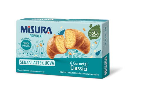 Misura Privolat Cornetti Classici Senza Latte e Uova Klassische Croissants ohne Milch und Ei 6x40g Original italienisch Gebäck