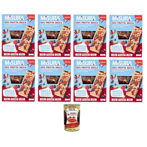 Misura Barretta Brot & Backwaren Misura Barretta con Frutta Secca Cioccolato Fondente e Frutti di BoscoRiegel mit Trockenfrüchten dunkler Schokolade und Beeren | Ohne Zuckerzusatz 8x120 g 8032804040014