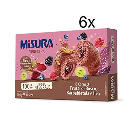 Misura Desserts 6x Misura Fibraextra Cornetti integrali Kuchen mit Beeren Trauben Vollkorn 300g 8002590060916