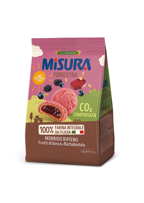 Misura Fibrextra Frollini Ripieni Vollkornkekse gefüllt mit Beeren und Rote Beete 1x260g Original italienisch