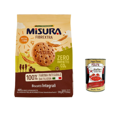 Misura Biscotti Integrali Fibrextra Vollkornkekse, 100 % Vollkornmehl, Reich an Ballaststoffen, biscuits cookies 330 g italienisch Original