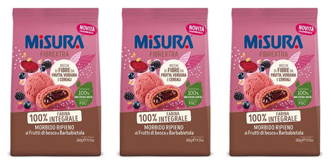 Misura Fibrextra Frollini Ripieni Vollkornkekse gefüllt mit Beeren und Rote Beete 260 g italienisch Original