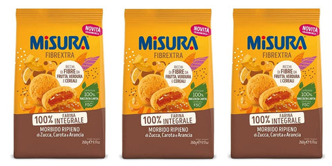 Misura Fibrextra Frollini Ripieni Vollkornkekse gefüllt mit Kürbis, Karotte und Orange 260 g italienisch Original