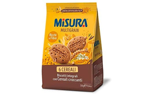 Misura Multigrain 6 cereali Biscotti integrali con cereali croccanti Vollkornkekse mit knusprigem Getreide 6 Getreide 3x330g Original italienisch
