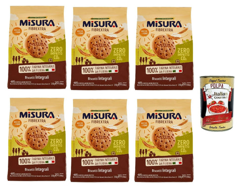 Misura Biscotti Integrali Fibrextra Vollkornkekse, 100% Vollkornmehl, Reich an Ballaststoffen, biscuits cookies 330 g italienisch Original