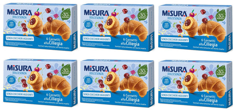 Misura Dolcesenza Cornetti alla Ciliegia Senza Zuccheri Aggiunti Croissant mit Kirschfüllung Ohne Zuckerzusatz 6x 290g Original italienisch