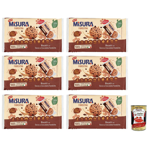 Misura Kekse 6x Misura Fibrextra, 100% Vollkorn-Mürbeteig, Kekse mit dunklen Schokoladentropfen, Packung mit 280 g, Italian Gourmet Polpa di Pomodoro 400 g Dose italienisch 8002590081867