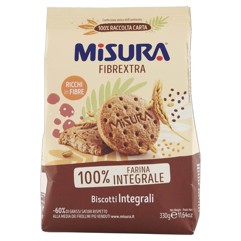 Misura Fibrextra Biscotti Integrali Vollkornkekse Kekse Biscuits 100% Vollkornmehl aus der italienischen Lieferkette 330 g italienisch Original