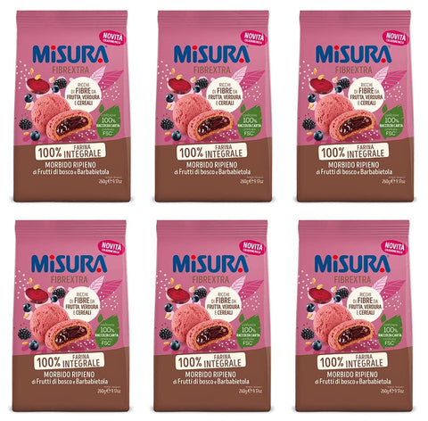 Misura Fibrextra Frollini Ripieni Vollkornkekse gefüllt mit Beeren und Rote Beete 260g 6x Original italienisch