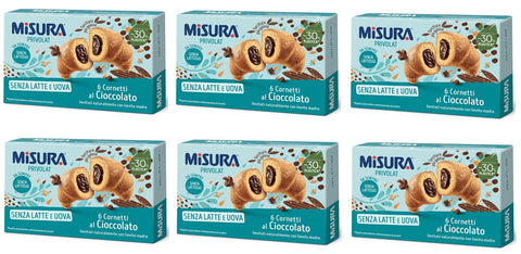 Misura Privolat Cornetti al Cioccolato Senza Latte e Uova Croissants mit Schokoladenfüllung ohne Milch und Ei 6x 290g Original italienisch