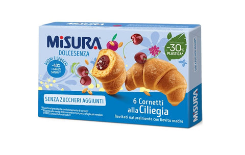 Misura Dolcesenza Cornetti alla Ciliegia Senza Zuccheri Aggiunti Croissant mit Kirschfüllung Ohne Zuckerzusatz 1x290g Original italienisch Kekse