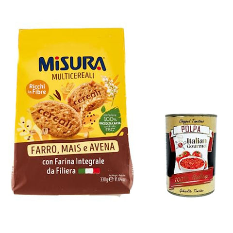 Misura Kekse Misura Integrali Mehrkorn-Vollkornkekse mit knusprigen Cerealien 330g 3x Original italienisch inkl. Italian Gourmet Polpa 400g 8002590043339