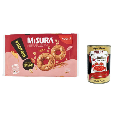 Misura Kekse Misura Protein Kekse mit Mandeln und Haferflocken, Reich an pflanzlichen Proteinen, Mehl aus der italienischen Lieferkette, biscuits cookies 260g 3x Original italienisch inkl. Italian Gourmet Polpa 400g 8002590081836