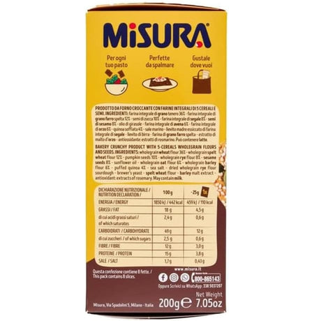 Misura Knabberartikel 10x Misura Multicereali cracker croccanti ai 5 cereali con semi di zucca,sesamo e quinoa Knusprige Fünfkorncracker mit Kürbiskernen, Sesamsamen und Quinoa 200gr