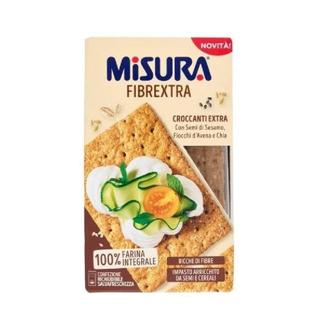 Misura Knabberartikel 12x Misura Fibrextra cracker integrali con semi di sesamo, fiocchi d'avena e chia Vollkorncracker mit Sesamsamen, Haferflocken und Chiasamen, 160 g