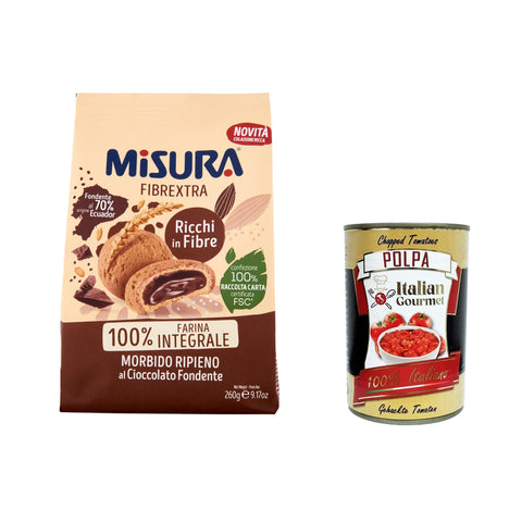 Misura Fibrextra Biscotti Integrali Ripieni di Cioccolato Vollkorn kekse gefüllt mit dunkler Schokolade 100 % 3x 260 g italienisch Original