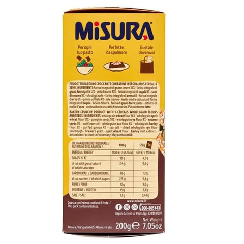 Misura Knabberartikel 5x Misura Multicereali cracker croccanti ai 5 cereali con semi di zucca, sesamo e quinoa Knusprige Fünfkorncracker mit Kürbiskernen, Sesamsamen und Quinoa 200gr