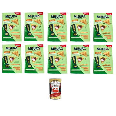 Misura Protein Knäckebrot Misura Protein Sfoglie con semi di Chia Protein-Puffs mit Chia-Samen abmessen 12x170 g italienisch Original Pastasauce + kostenlos Polpa di Pomodoro 400 g 8032804040014