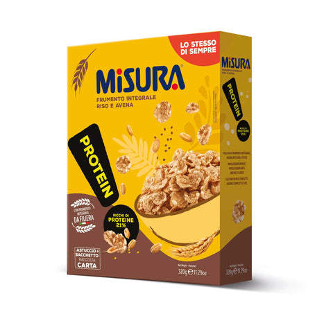 Misura Cereali Protein Vollweizenzerealien Reis und Hafer reich an Proteinen und Faser 6x 320g italienisch Original