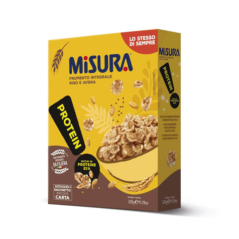 Misura Snack Kuchen & Backwaren Misura Cereali Protein Vollweizenzerealien Reis und Hafer reich an Proteinen und Faser 6x 320g italienisch Original 8002590071042