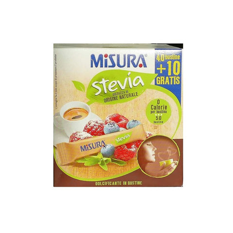 Misura Süßstoffe Misura Stevia Dolcificante Zero Calorie Kalorienfreier Süßstoff Zuckerersatz 100% Italienisches Produkt 50 Beutel à 1,5g 6x Original italienisch 7640110704370