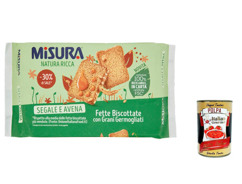 Misura Zwieback 12x Misura Natura Ricca Segale e Avena Zwieback mit gekeimten Körnern 320g + Italian Gourmet polpa 400g 8002590065485