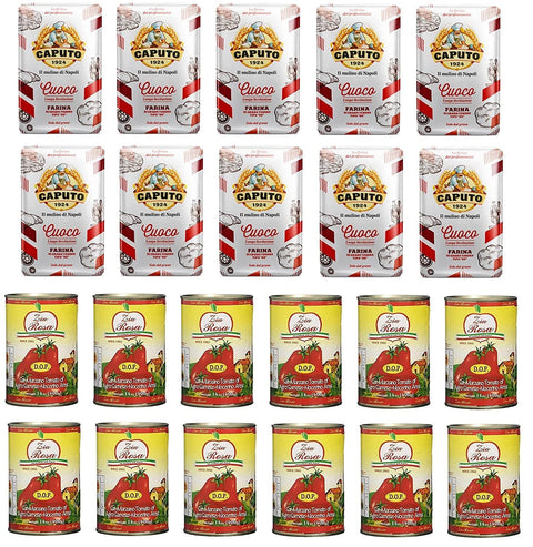 Molino Caputo Brot Testpaket Caputo Cuoco Pizzamehl Mehl ( 10 x 1Kg ) + Zia Rosa DOP Pomodoro San Marzano Tomate dosen ( 12 x 400g )