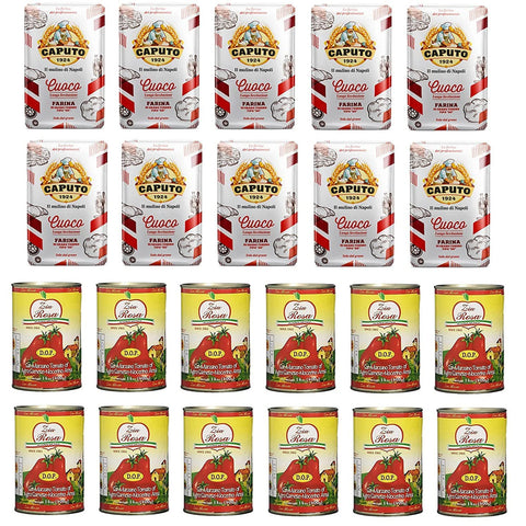 Caputo Cuoco Pizzamehl Mehl ( 10 x 1Kg ) Testpaket Original italienisch inkl. Zia Rosa DOP Pomodoro San Marzano Tomate dosen ( 12 x 400g )