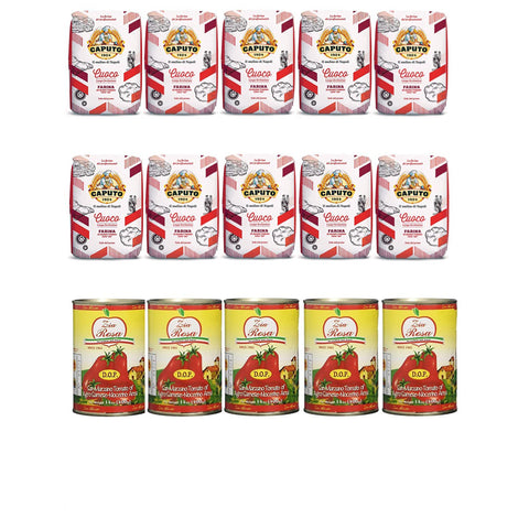 Molino Caputo Testpaket Caputo Cuoco Pizzamehl Mehl ( 10 x 1 Kg ) + Zia Rosa DOP Pomodoro San Marzano Tomate dosen ( 5x 400 g ) italienisch Original