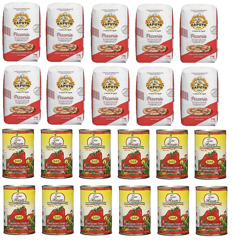 Molino Caputo Brot Testpaket Caputo Pizzeria Pizzamehl Mehl ( 10 x 1Kg ) + Zia Rosa DOP Pomodoro San Marzano Tomate dosen ( 12 x 400g ) 8014601034168