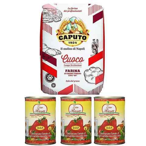 Molino Caputo Teffmehl Molino Caputo Testpaket Caputo Cuoco Farina Pizzamehl Mehl 5 Kg + Zia Rosa DOP Pomodoro San Marzano Tomate aus Kampanien Dose von 400 g 3x 400 g italienisch Original 8014601025234