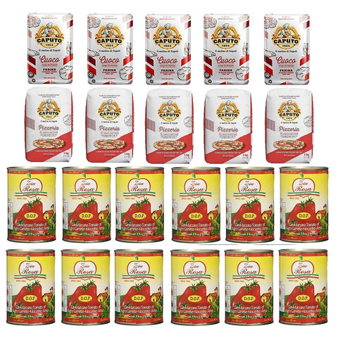 Molino Caputo Testpaket Caputo Pizzeria Pizzamehl Mehl ( 5 x 1 Kg ) + Caputo Cuoco Pizzamehl Mehl ( 5 x 1 Kg ) + Zia Rosa DOP Pomodoro San Marzano Tomate aus Kampanien Dose von 400 g 12x 400 g italienisch Original