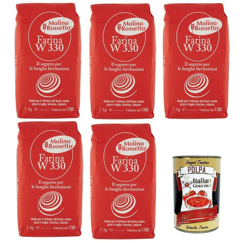 Molino Rossetto Koch- & Backzutaten Molino Rossetto Farina di Grano Tenero 00 W330 Weichweizenmehl 5x1kg Original italienisch inkl. Italian Gourmet Polpa 400g 8018211903050