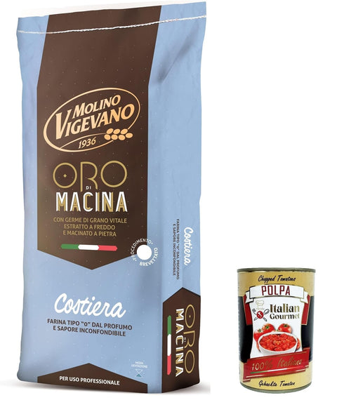 Molino Vigevano Costiera Oro "Typ 0" Mehl tagsüber ideal für herzhafte. Packung von 10 kg italienisch Original + gratis polpa 400 g