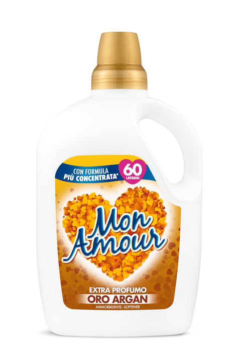 Mon Amour Felce Azzurra Weichspüler Gold Argan, 60 Waschgänge, 3000 ml Flüssiger Weichspüler italienisch Original